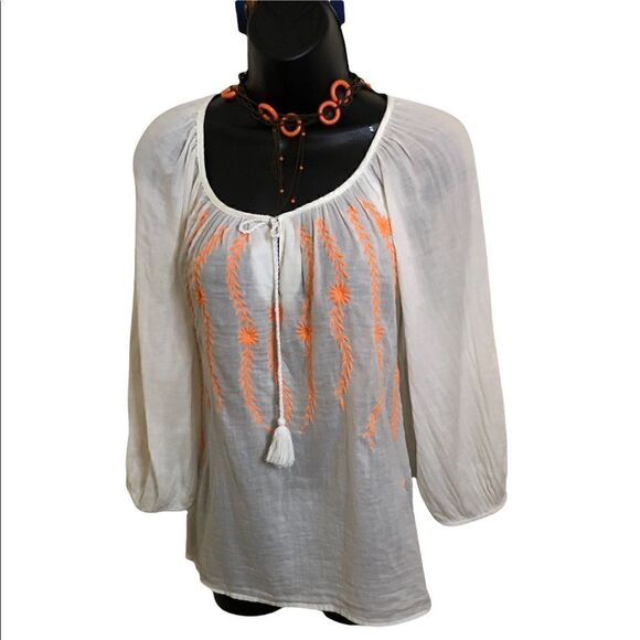 Embroidered tribal or beach vibes flowing top. - Picture 1 of 2
